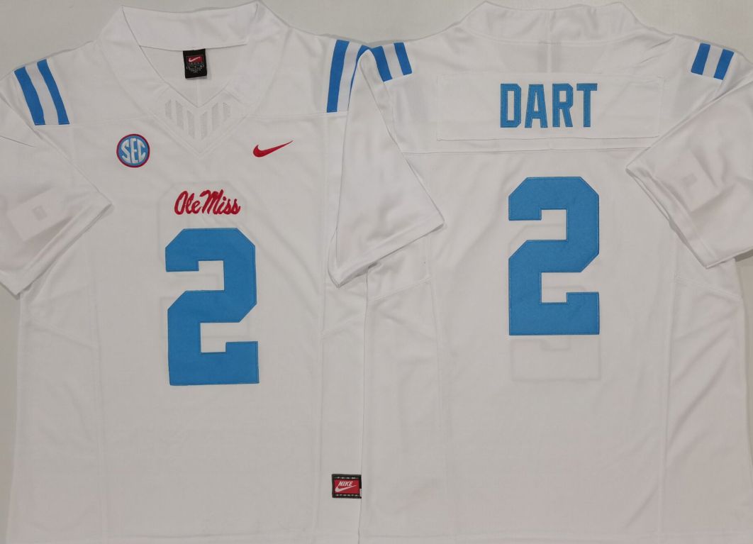 Men Ole Miss Rebels #2 Dart White Nike 2025 NCAA Jersey style 1->ncaa teams->NCAA Jersey